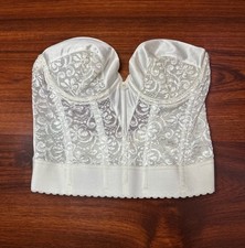 VTG Carnival 80s White Lace Corset Bustier 34B Fairy Bridal Wedding USA Union