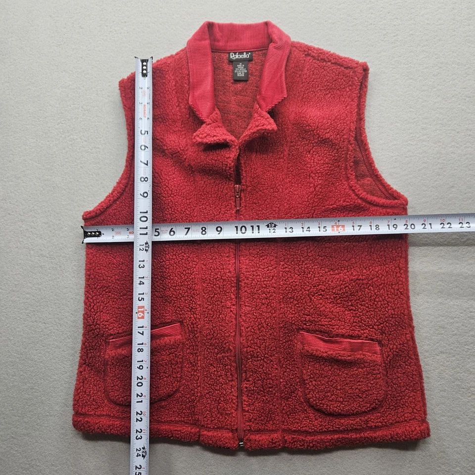 Rafaella Women's Size Medium Red Sleeveless Sherpa Fleece Vest - Image 4 of 4