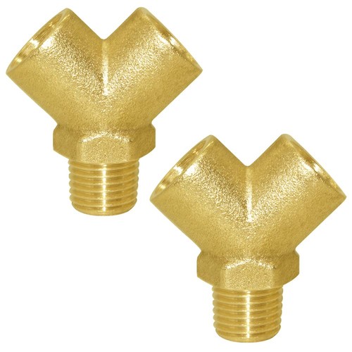2Pk Brass Pipe Fitting Y-Shaped 1/4"NPT Female x 1/4"NPT Female x 1/4"NPT Female