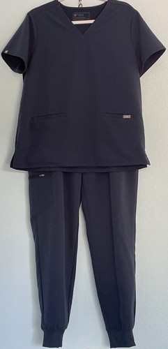 Figs Scrub Set Womens L Limited Color Dark Harbor Casma Top & Zamora Jogger Pant - Picture 2 of 21