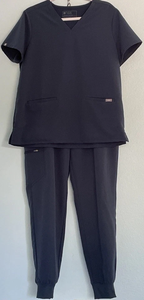 Figs Scrub Set Womens L Limited Color Dark Harbor Casma Top & Zamora Jogger Pant - Image 2 of 4
