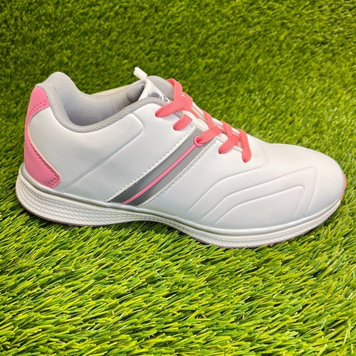 Thestron Womens Size 6 White Pink Gray Running Waterproof Spikeless Golf Shoes