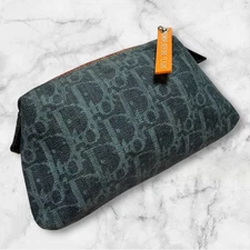 Christian Dior Navy Denim Trotter Pouch Makeup Bag Limited Edition Vintage Auth