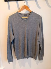 J McLaughlin Mens Cashmere Blend V-Neck Gray Sweater Size Medium