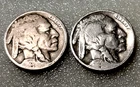 🐶 PAIR 1920s Buffalo Nickels 5 Cents