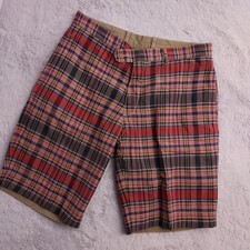 Vintage Polo Ralph Lauren Shorts Mens 32 Reversible Plaid Indian Madras Red READ