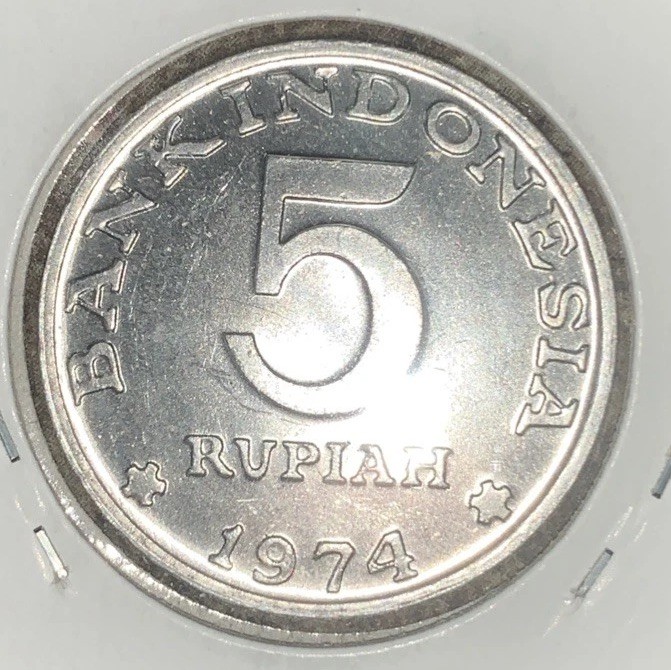 1974 Indonesia 5 Rupiah KM# 37 - VERY NICE CH/GEM BU COLLECTOR COIN! -d4187xdc