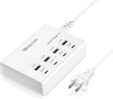 USB Charger with C PD20W and A QC18W, HITRENDS 60W PD Fast White 