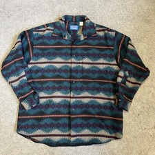 Pendleton Button Down Long Sleeve Shirt 100 Virgin Wool Men's Size L 29685 USA