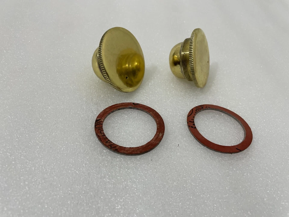 FUEL GAS CAP PAIR & GASKET FOR HARLEY DAVIDSON J JD F FD GAS OIL TANK 1916-1924 Foto 4 de 4
