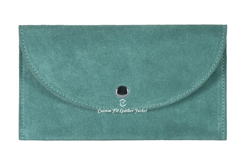 Ladies Envelope Wallet Cow Suede Leather Hand Clutch Slim Snap Stud Mobile Purse - Picture 37 of 38