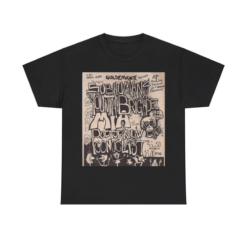 Vintage Punk Rock Show Flyer - Sub Humans Unisex Heavy Cotton Tee - Foto 10 di 25