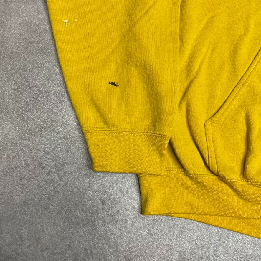 Adidas Hoodie Mens Y2K Trefoil Pull Over Spellout Sweatshirt, Yellow, Large image 6