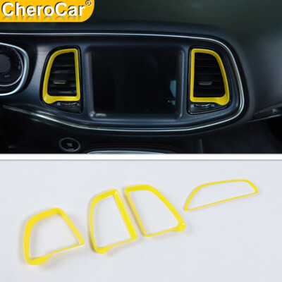Inner Car Central Dashboard Air Vent Trim Cover For Dodge Challenger 15+ Yellow