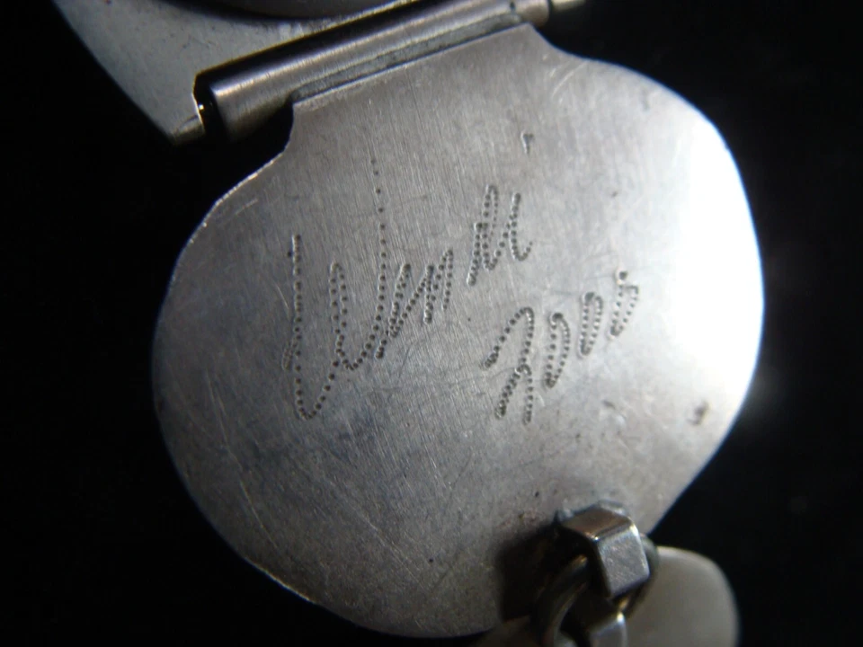 Correa de reloj hecha a medida de plata de ley con piedras verdes y grises 59,5 gramos en total Foto 3 de 3