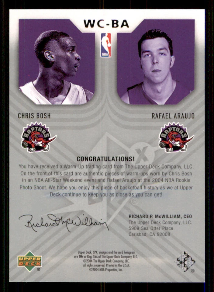 2004-05 SPx Winning Materials Combos #BA Chris Bosh/Rafael Araujo - Image 2 of 2