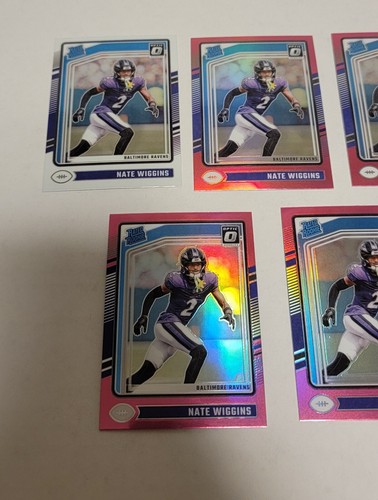 Nate Wiggins 2024 RC Rookie Card Lot (5) Baltimore Ravens Optic PINK - Picture 2 of 3