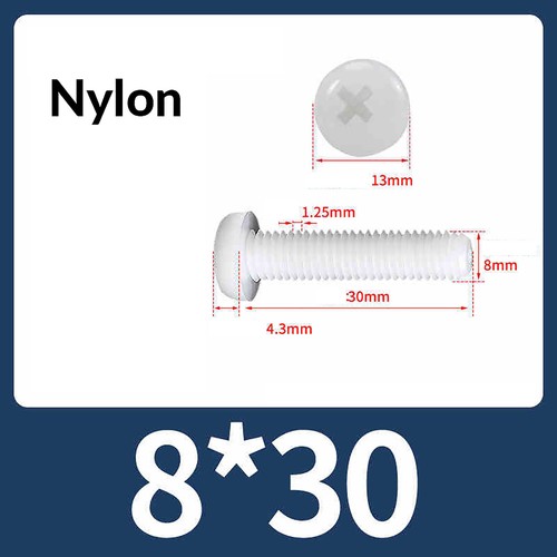 Nylon Kunststoffschrauben Linsenkopfschrauben Weiß mit Kreuzschlitz M2 M3 M4 ~M8 - Bild 65 von 70