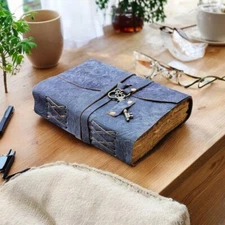 Leather Book Leather Grimoire Handmade Deckle Edge Paper Leather Journal Diary