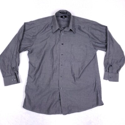 Calvin Klein Button Up Shirt Classic Fit Size L Gray Herringbone Normcore