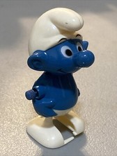 Vintage 1980 PEYO Smurf Wind Up Toy Wallace Barrie  Co. 3 Inches SMURFS walking