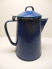 Enamelware COFFEE POT 5 CUP Camping Blue Speck