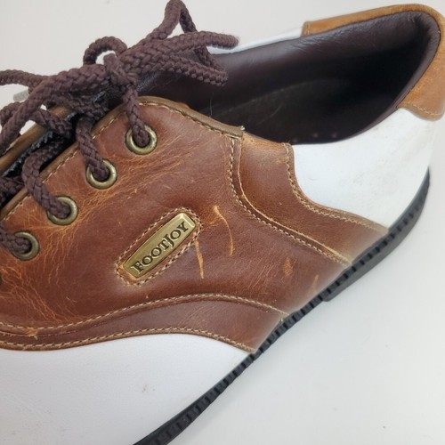 FOOTJOY Superlites Men's Size 8M White & Brown Saddle Golf Shoes Cleats 58049 - Picture 10 of 10