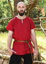 Battle-Merchant Einfache Mittelalter-Tunika Sigmund, kurzarm, rot