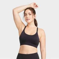 All in Motion Women's Light Support Seamless Cami Sports Bra Black Small....