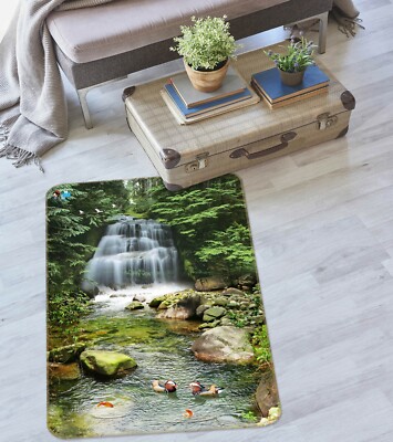 3D Waterfall River Stones NAO11196 Game Rug Mat Elegant Photo Carpet Mat Fay