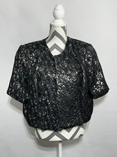 Jones Studio Separates Women Suit Jacket 18W  Silver Leopard Print Lined