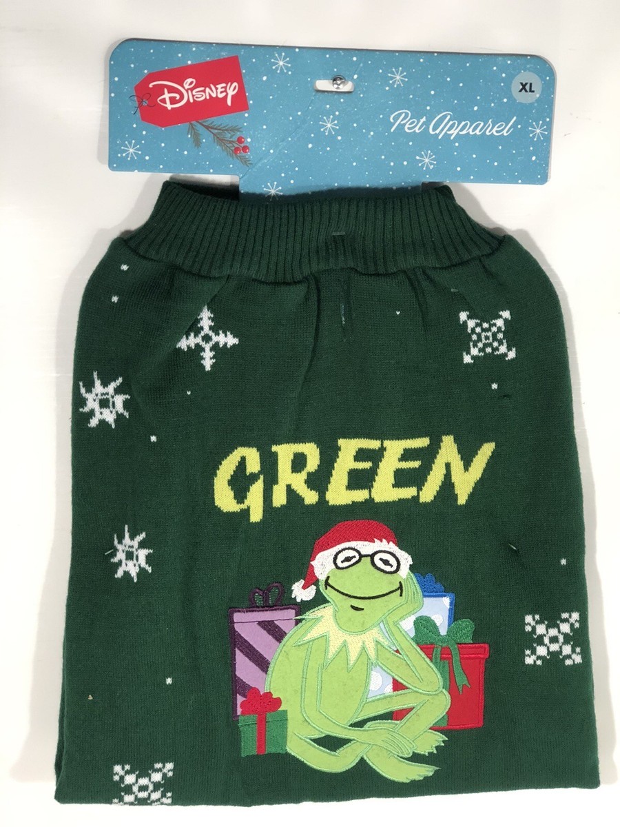 KERMIT the frog “  PARODY” XL Disney KERMIT THE FROG Green Christmas Holiday Winter Dog Sweater