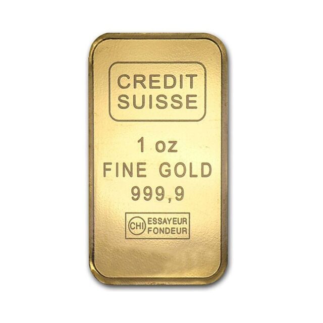 Credit suisse one ounce gold plated Iron Bullion 999.9 collectable bar