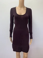 French Connection brown long sleeve knit scoop neck pencil bodycon mini dress 6