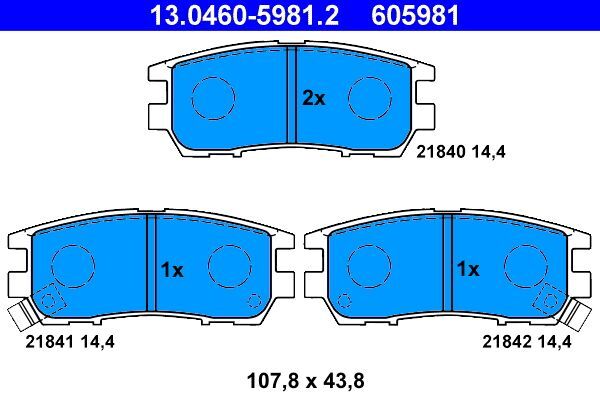 ATE 13.0460-5981.2 Bremsbelagsatz, Scheibenbremse FüR Mitsubishi-image