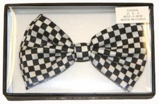 Adult Unisex White/Black Checkered Formal Dress Elastic Necktie Costume Bowtie