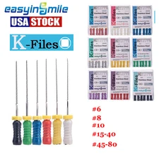 10pks Dental Endo K Files Stainless Steel Root Canal Hand Files 25MM EASYINSMILE