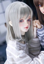 1/4 7-8" 18-20cm Bjd Wig Hair Doll Shoulder Long Light Silver Gray Grey Bob Z-1 