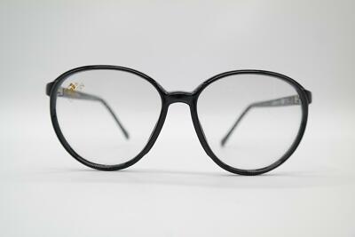 Vintage Stepper SI 103 Schwarz Gold Oval Brille Brillengestell eyeglasses NOS