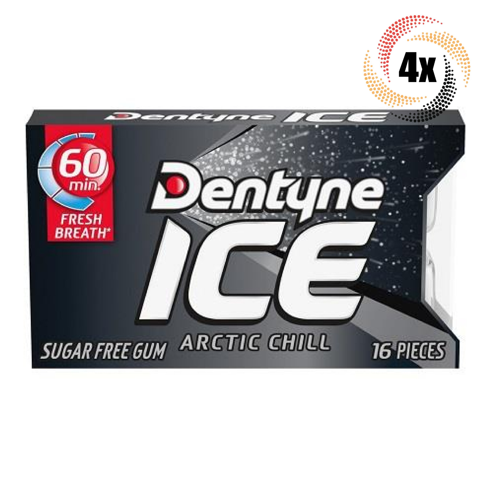 4 упаковки жевательной резинки Dentyne Ice Artic Chill | по 16 штук в каждой | Без сахара