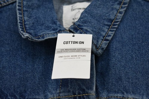 Cotton:On Women Blue Long Sleeve Button Front Cotton Classic Denim Jacket 4 - Picture 8 of 11
