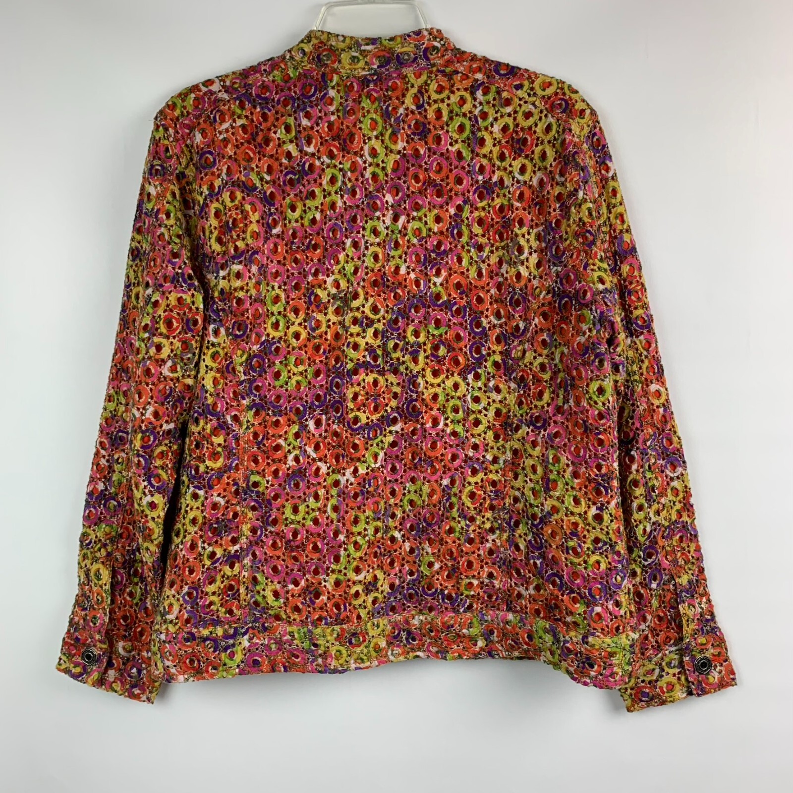 Chico's Jacket Orange Multi Collared Buttons Long… - image 2