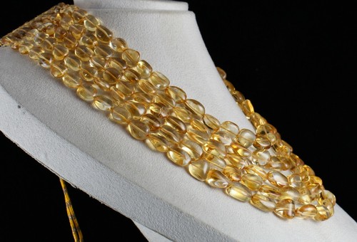 Certified Natural Yellow Citrine Beads Tumble Gemstone Necklace 5 L 1405 Ct - Picture 2 of 7