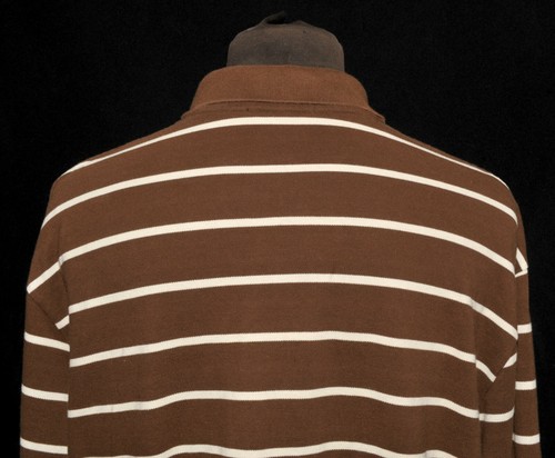 LONG SLEEVE RALPH LAUREN HEAVY WEIGHT COTTON STRIPE POLO SHIRT XL BROWN - Picture 5 of 6