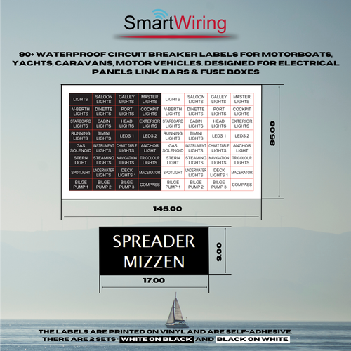 Waterproof circuit breaker labels for boats, yachts, caravans motor vehicles - Picture 2 of 3