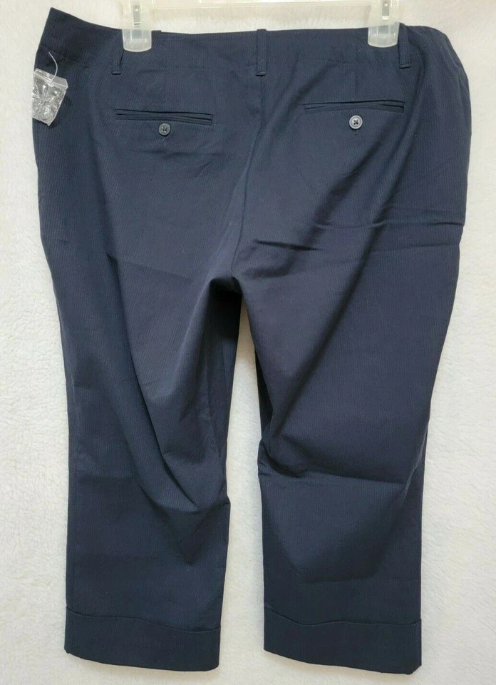 Pantalones capri Attention para mujer talla 18 azul a rayas NUEVO Foto 4 de 4