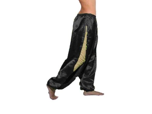 Satin Belly Dance Pantaloons Pant Yoga Pant High Split Harem Aladdin Baggy S18-1 - Picture 5 of 44