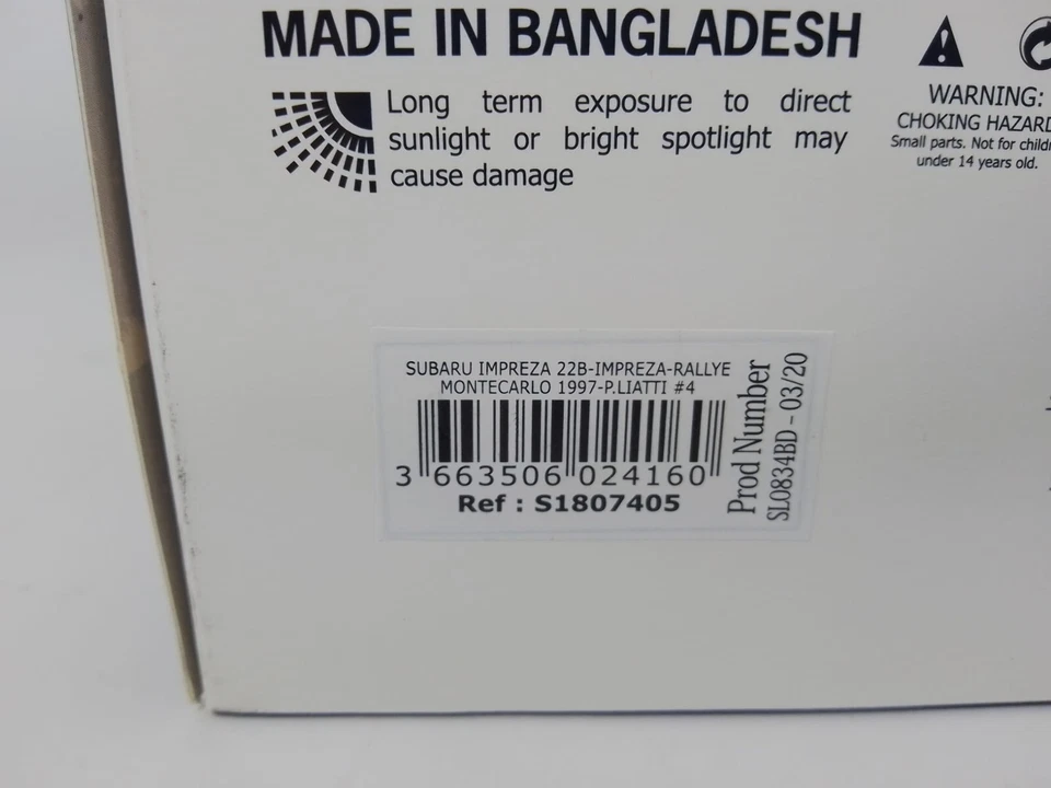 Solido Subaru Impreza 22B #4 Liatti winner Rally Monte Carlo 1997 1/18 S1807405 - Immagine 4 di 4