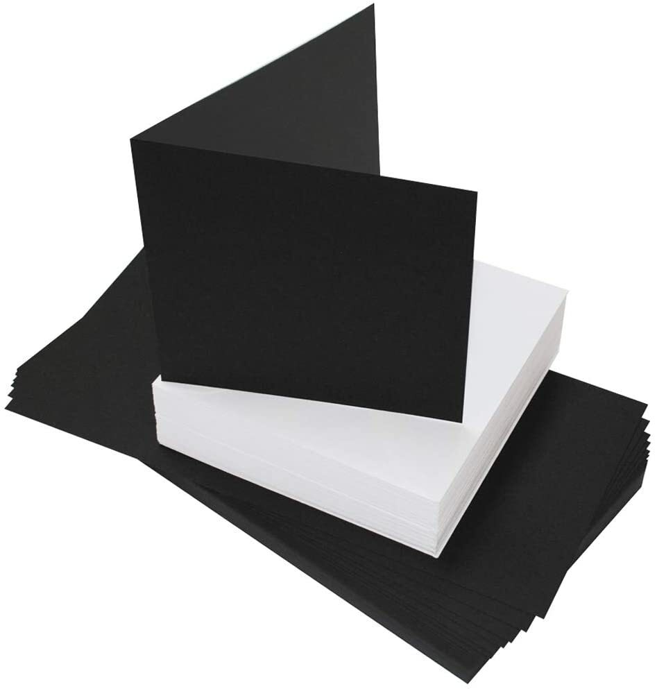 50 x 5" x 5" BLACK BLANK CARDS 225gsm & ENVELOPES 100gsm CARD MAKING CRAFT  415 | eBay