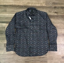 Lichiano Visconti Black Men’s Dress Shirt Sz Small Button Up Paisley AOP NWT